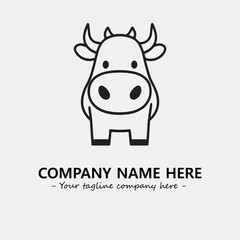 Cow illustration black and white for logo company vector image
