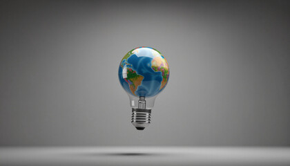 Earth globe inside a light bulb representing innovation  