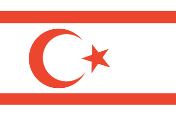 Turkish Republic of Northern Cyprus flag. Correct colors and proportions.