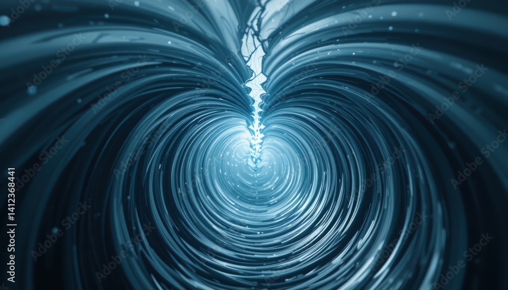 Poster dynamic swirling water tunnel abstract digital art futuristic environment close-up viewpoint visual 