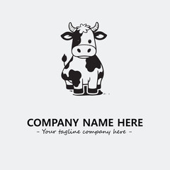 Cow illustration black and white for logo company vector image

