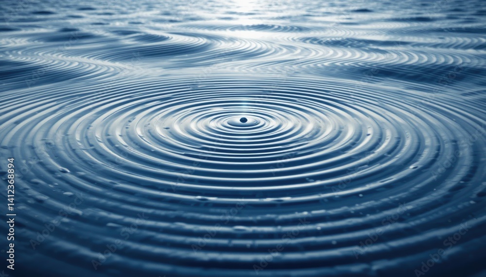 Poster rippling water circles creating patterns tranquil lake nature photography serene environment close-u