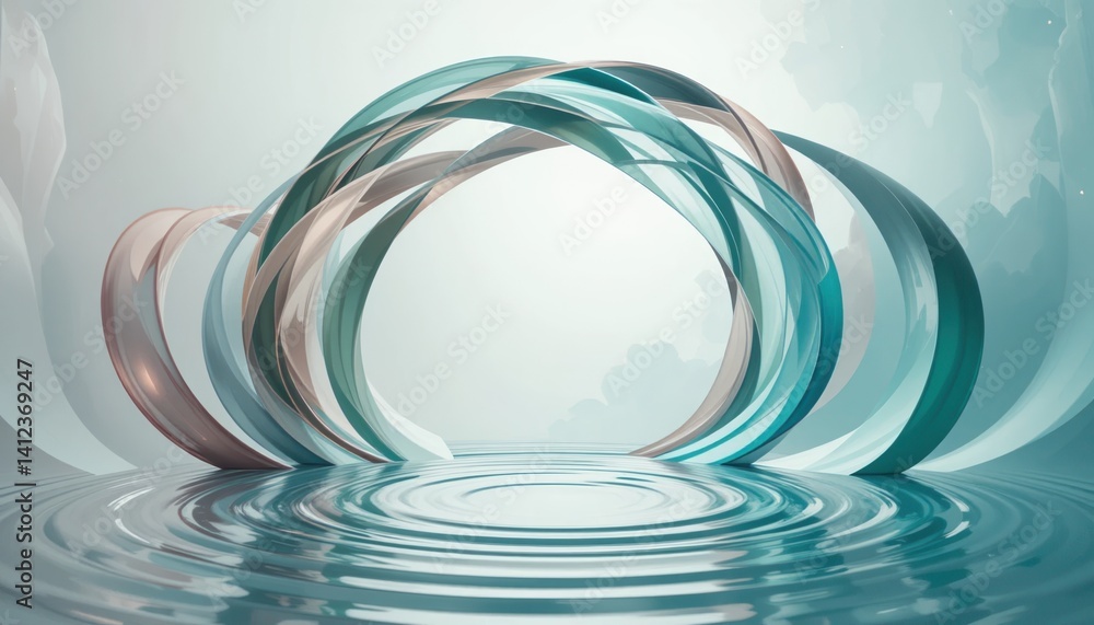 Aufkleber dynamic water ripples and flowing waves abstract art digital design calming environment aesthetic vi