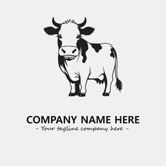 Cow illustration black and white for logo company vector image
