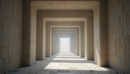 Obraz premium Exploring infinity abstract architectural passageway digital environment visual art minimalistic perspective light and space concept