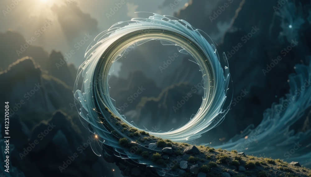 Aufkleber dynamic flow of energy in a surreal landscape digital art creation fantasy environment ethereal view