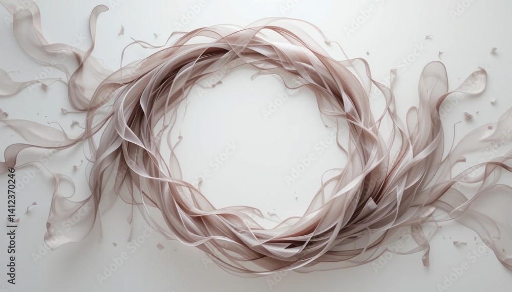 Poster dynamic flowing ribbon design studio abstract art clean background aerial view movement concept