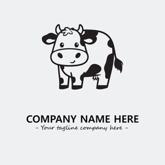 Cow illustration black and white for logo company vector image
