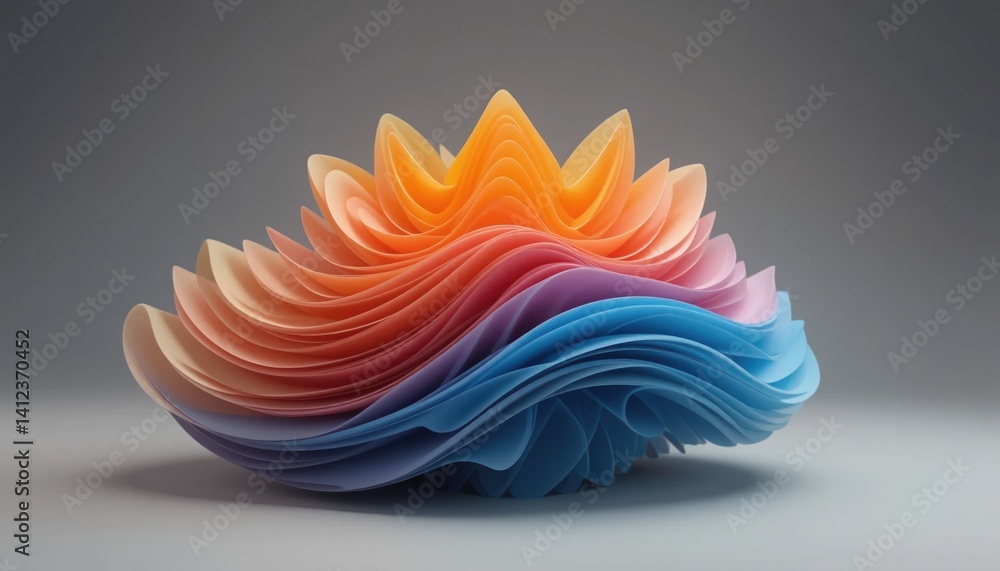 Poster colorful abstract paper sculpture displaying layers and waves in artistic environment close-up persp