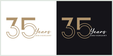 anniversary 35th logotype vector with brown and white color for special celebration day