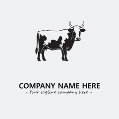 Cow illustration black and white for logo company vector image
