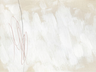 Minimalist abstract artwork featuring a single thin line with freeform loops on a neutral beige and white background. Emphasizes simplicity and modern design