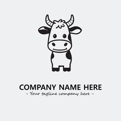 Cow illustration black and white for logo company vector image
