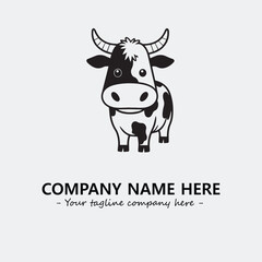 Cow illustration black and white for logo company vector image
