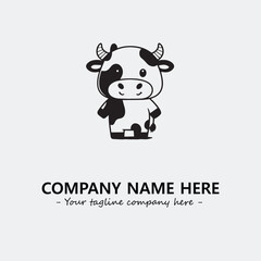 Cow illustration black and white for logo company vector image

