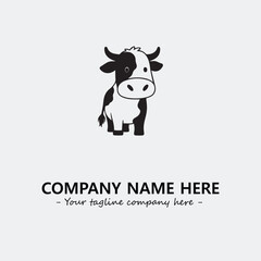 Cow illustration black and white for logo company vector image
