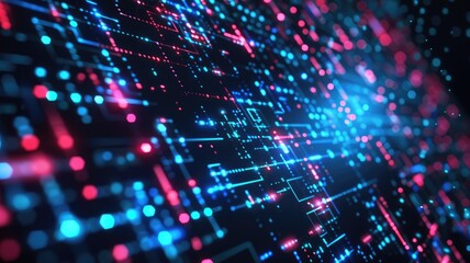 Obraz premium Abstract of complex vibrant pixel effect in tech background with cyber and glitch texture express mysterious design and energetic flow through grid pattern convey sense of future digital scene. AIG53.