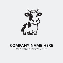 Cow illustration black and white for logo company vector image
