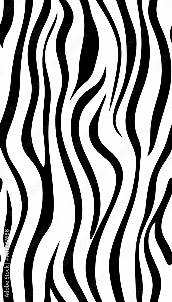 Poster abstract zebra pattern featuring undulating black stripes on white background