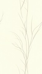 Obraz premium Delicate Line Art Depicting Botanical Sprigs on a Soft Neutral Backdrop