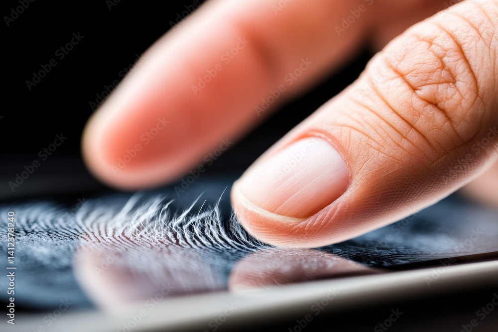 Poster a close-up of a finger gently touching a smooth screen, emphasizing the intricate details and textur