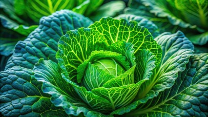 Obraz premium Aerial View Tropical Green Cabbage Macro Photography, Abstract Nature Background, Copy Space