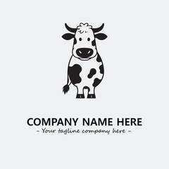 Cow illustration black and white for logo company vector image
