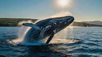Fototapeta premium Majestic Humpback Whale Breaching.