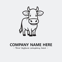 Cow illustration black and white for logo company vector image
