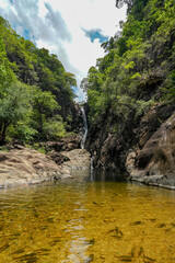 the waterfall in the nature with dramatic tone