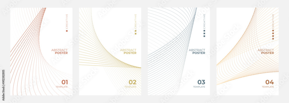 Aufkleber set of abstract posters. wavy line patterns. minimalist cover templates. futuristic backgrounds for 