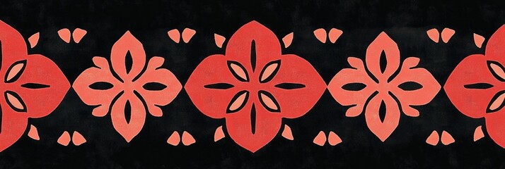 Fototapeta premium Bold floral motifs create an eye-catching and modern border design