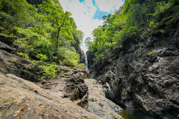 the waterfall in the nature with dramatic tone