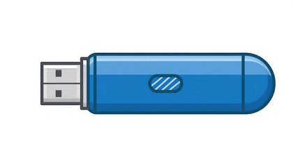 Bright Blue USB Flash Drive Design with Modern Look and Glossy Finish for Technology Storage Solutions