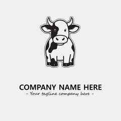 Cow illustration black and white for logo company vector image
