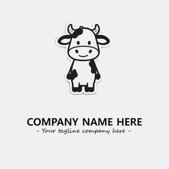 Cow illustration black and white for logo company vector image
