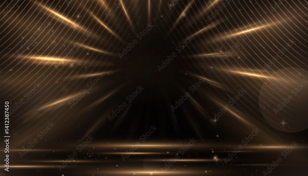 Poster a vibrant backdrop with glowing particles and curved stripes for creating luxurious backdrops, stage
