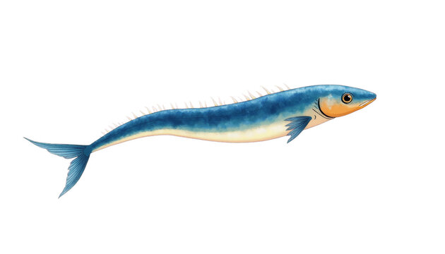 Blue Lancet Fish Illustration, Transparent Background, Spiked Sea Creature