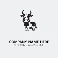Cow illustration black and white for logo company vector image

