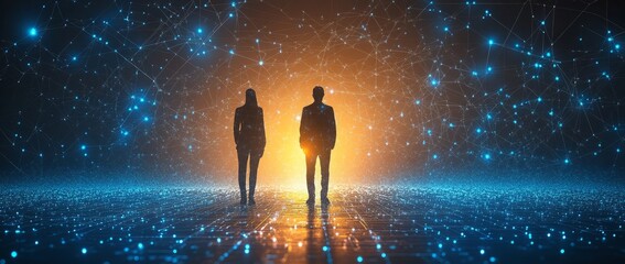 A blue and white image of a network of lines and dots, Blue technology background with circuit board and digital lines vector illustration, high-tech abstract wallpaper.