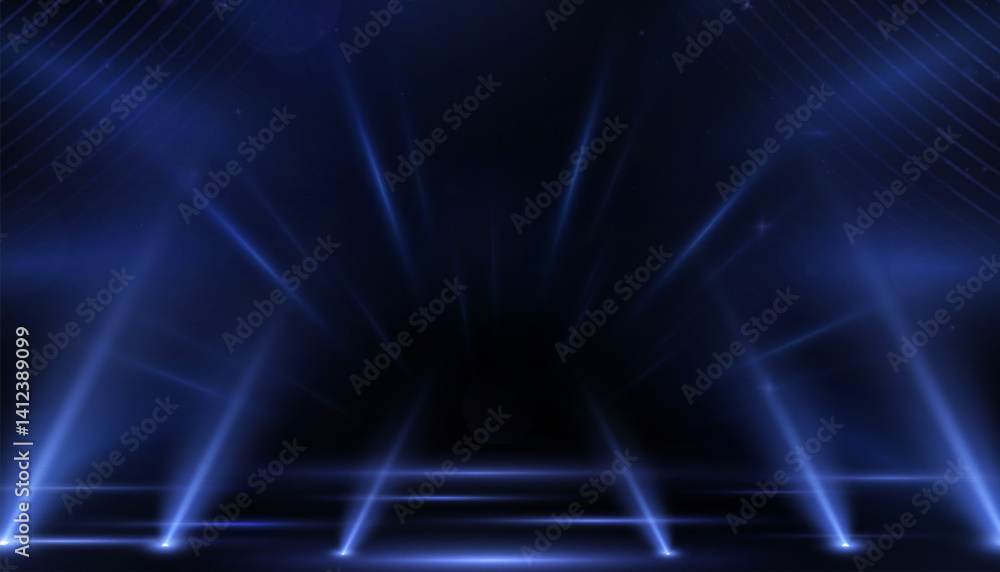 Poster a vibrant backdrop with glowing particles and curved stripes for creating luxurious backdrops, stage