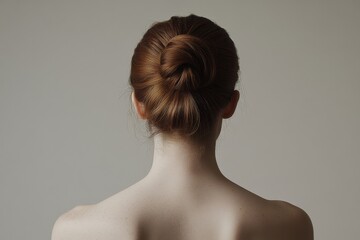 A gorgeous woman with clean skin, smooth hair, and a collected hairstyle personifies the concept of taking care of one's body, face, and hair