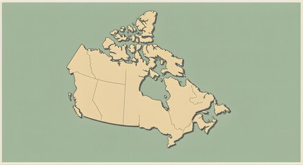 Detailed outline of Canada showcasing its provinces and territories against a subtle green background Generative AI