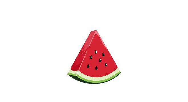 slice of watermelon animated footage looping on white