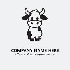 Cow illustration black and white for logo company vector image
