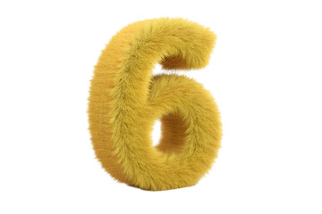 3d number 6 made of fur on transparent background 