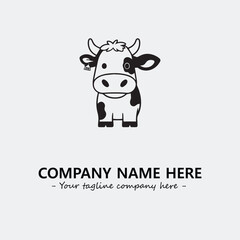 Cow illustration black and white for logo company vector image
