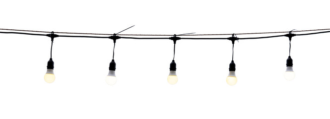 The Hanging wires bulb lighting for decoration isolate on white