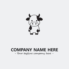Cow illustration black and white for logo company vector image
