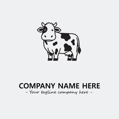 Cow illustration black and white for logo company vector image
